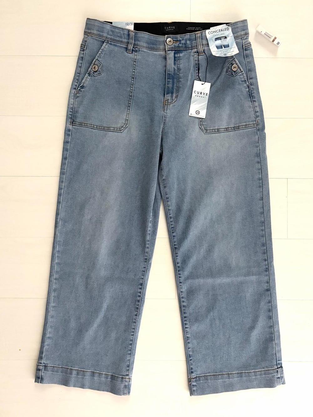 Curve Appeal Women's Blue Jeans NWT Comfort  Waist Wide Leg High-Rise size 12